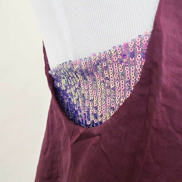 Free People Turn It On Cami plum purple sequins NEW Size Medium - Picture 5 of 7